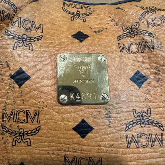 MCM Cognac Logo Visetos Shoulder Hobo Bag - Picture 3 of 16